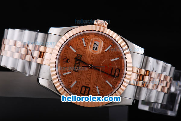 Rolex Datejust Automatic with Rose Gold Bezel and Dial-Small Calendar and Two Tone Strap - Click Image to Close